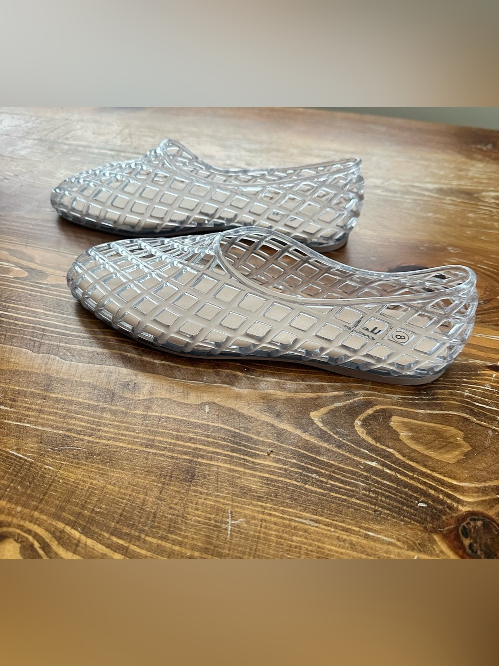Hera Collection Clear Jelly Lattice Ballet Flats - Silver